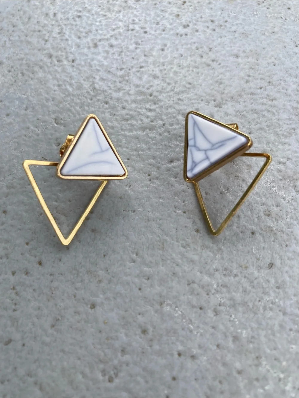 Versatile Geometric Earrings Goldtone setting Magnesite stone pierced